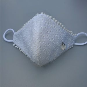 White cotton embroidery eyelet cover mask